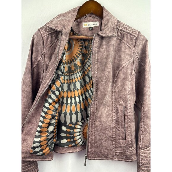 Women’s Montana Co. Large Suede Mauve Biker Jacket - Picture 3 of 7